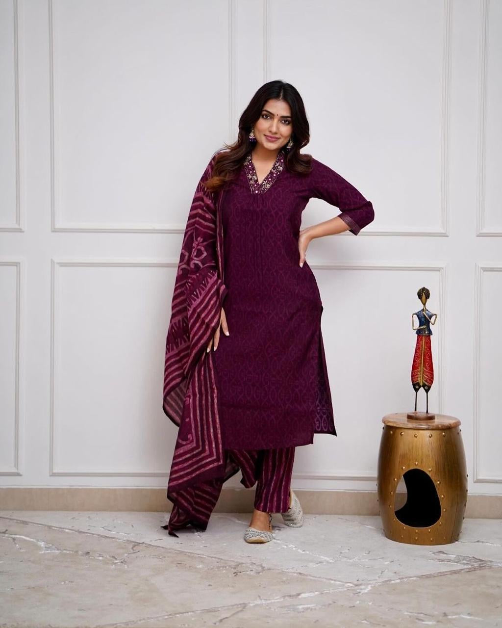 Festive Special Embroidered Kurta Pant Dupatta Set