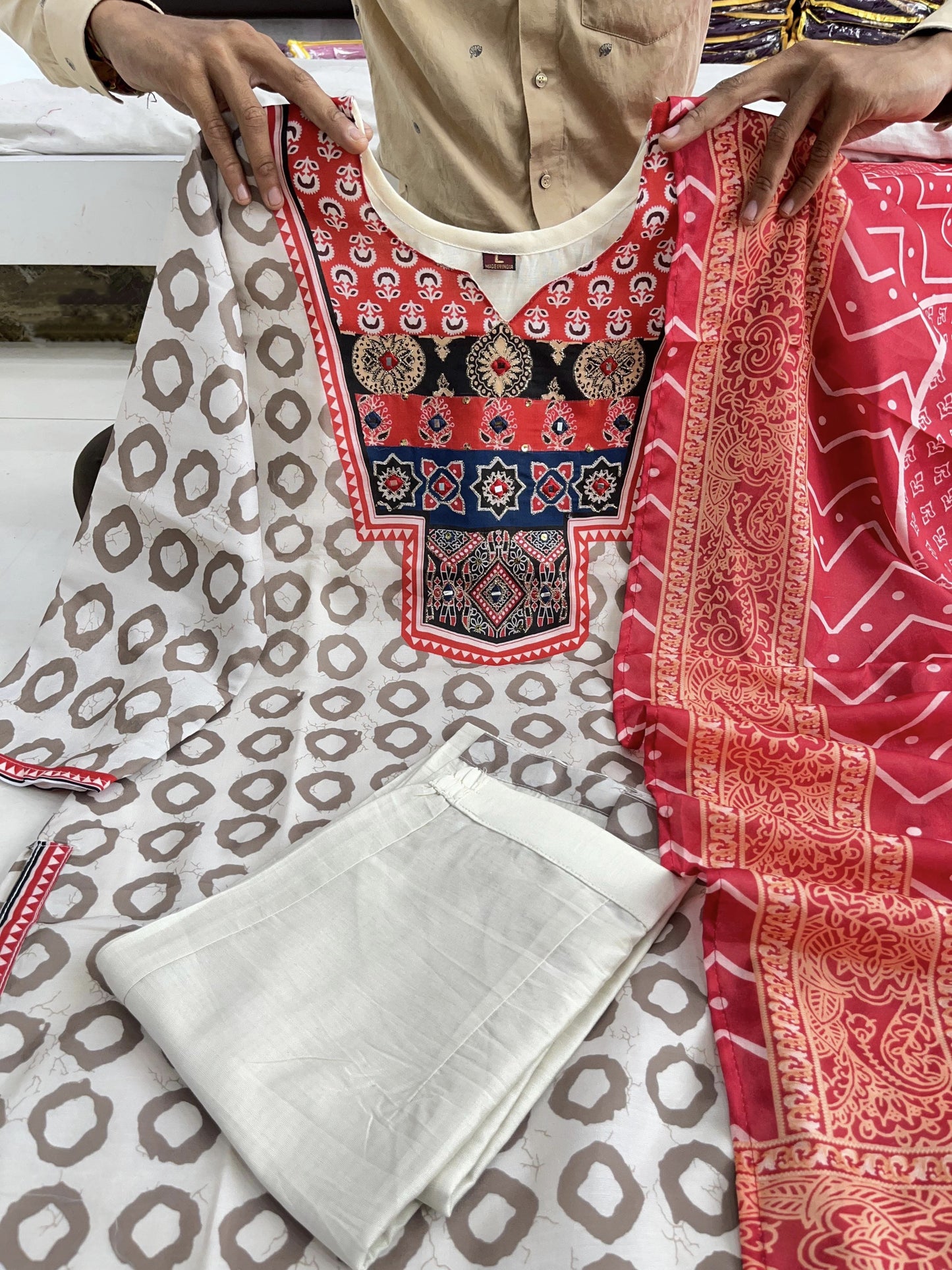 Ajrakh Muslin Suit Set