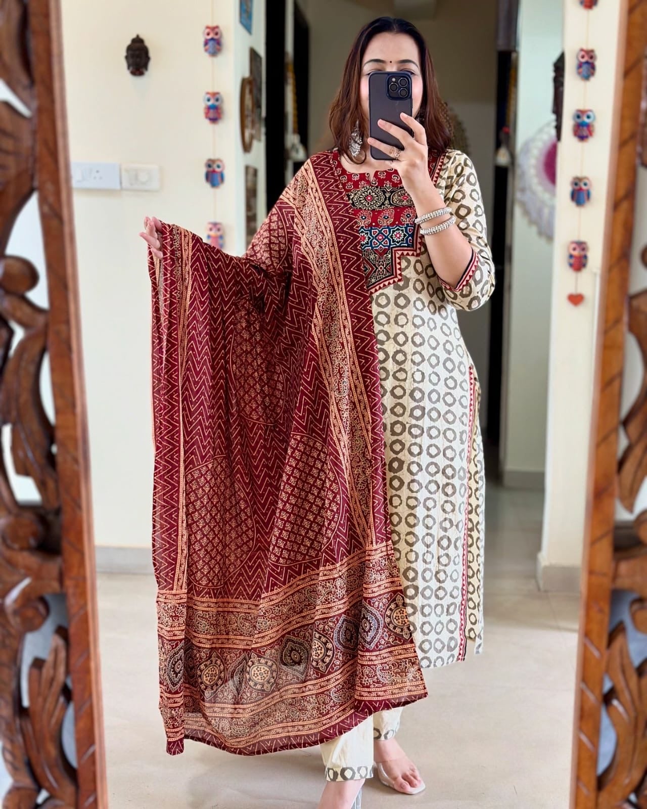 Ajrakh Muslin Suit Set