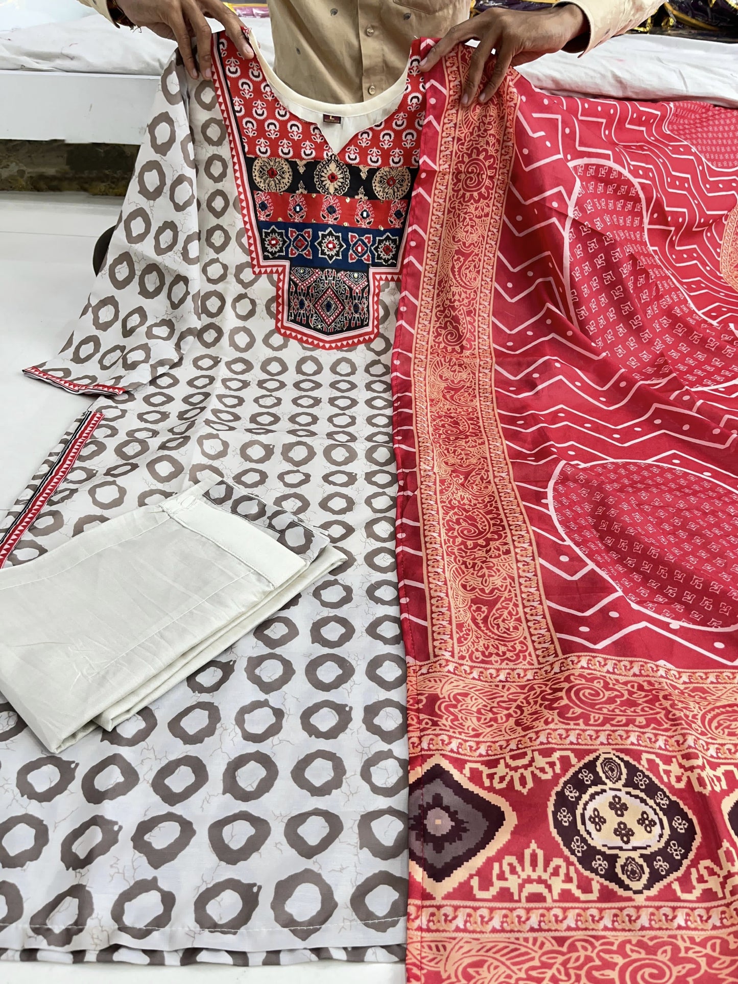 Ajrakh Muslin Suit Set