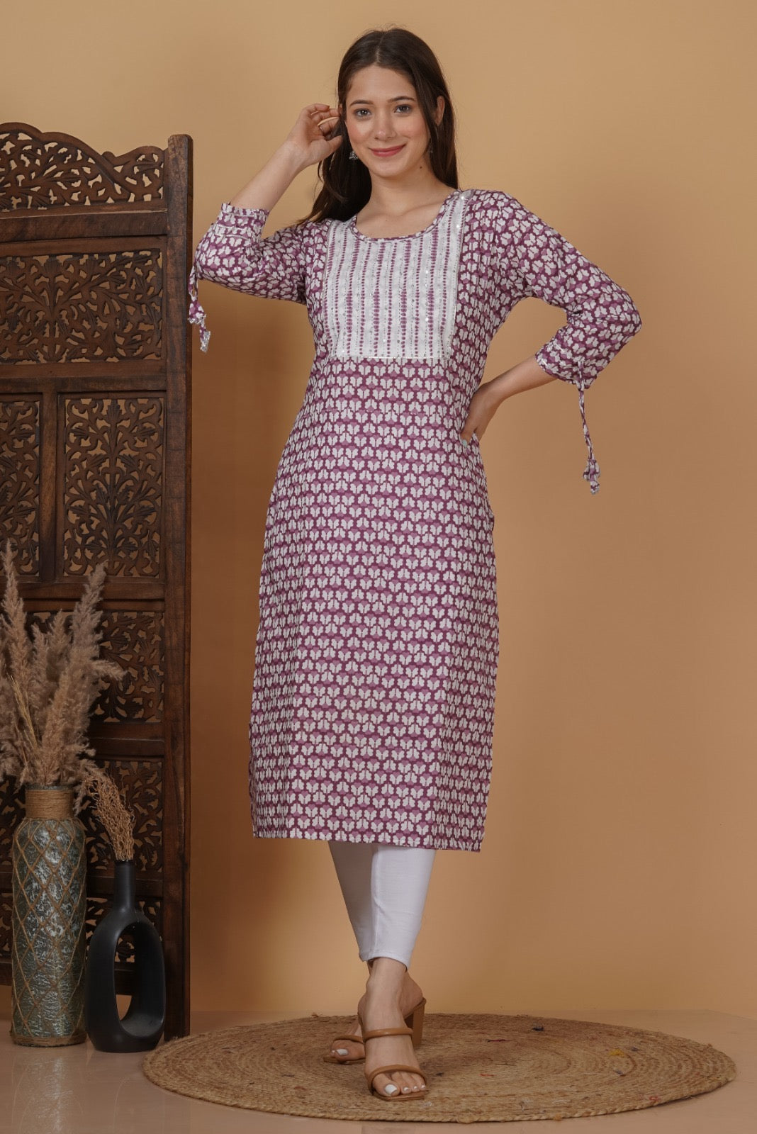 Elegant Straight-Cut Cotton Flex Kurti
