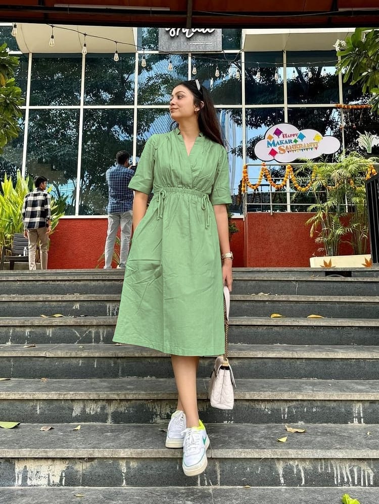 Beautiful Cotton Slub Dress Stylish Color And Dori Tusle And One Side Pocket