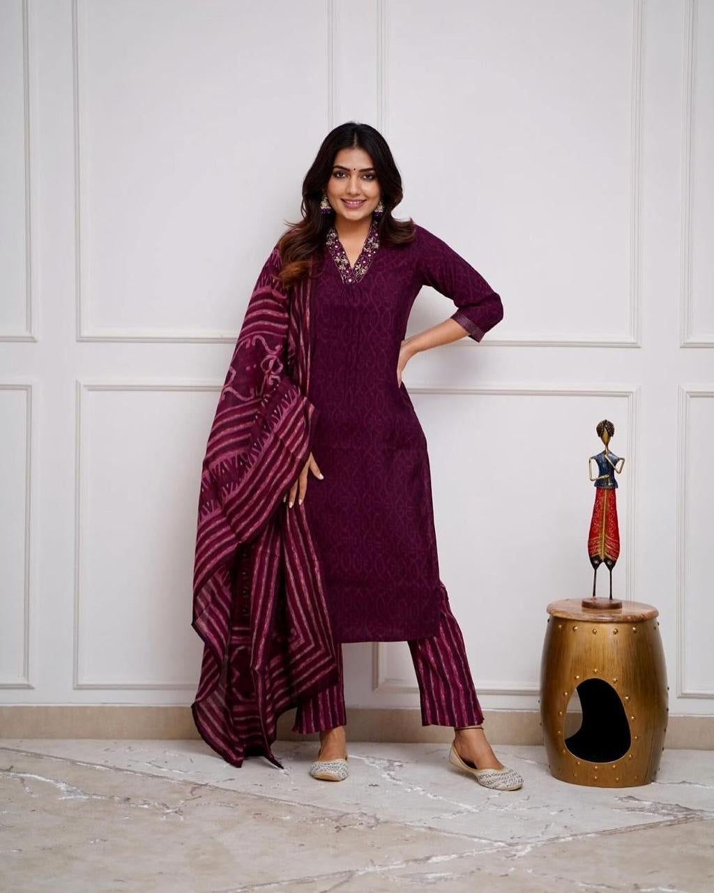 Festive Special Embroidered Kurta Pant Dupatta Set