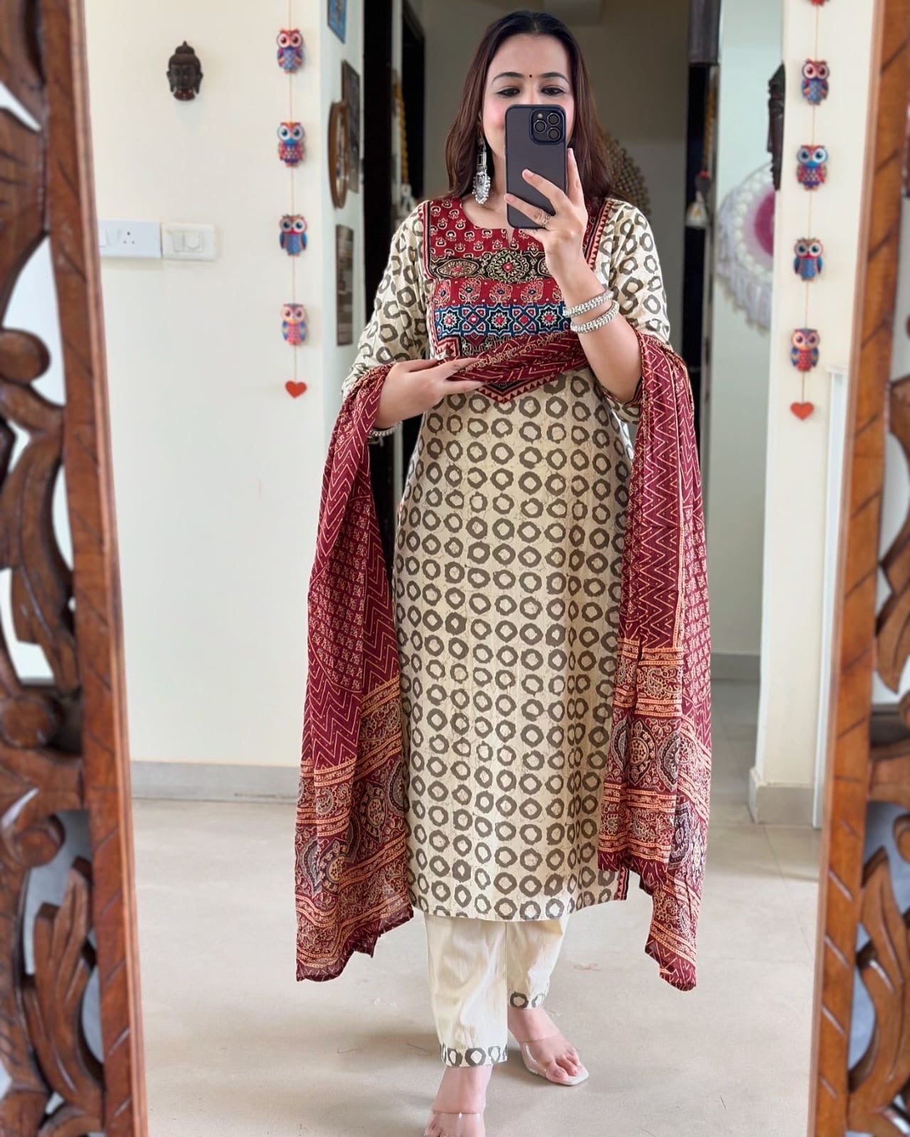Ajrakh Muslin Suit Set