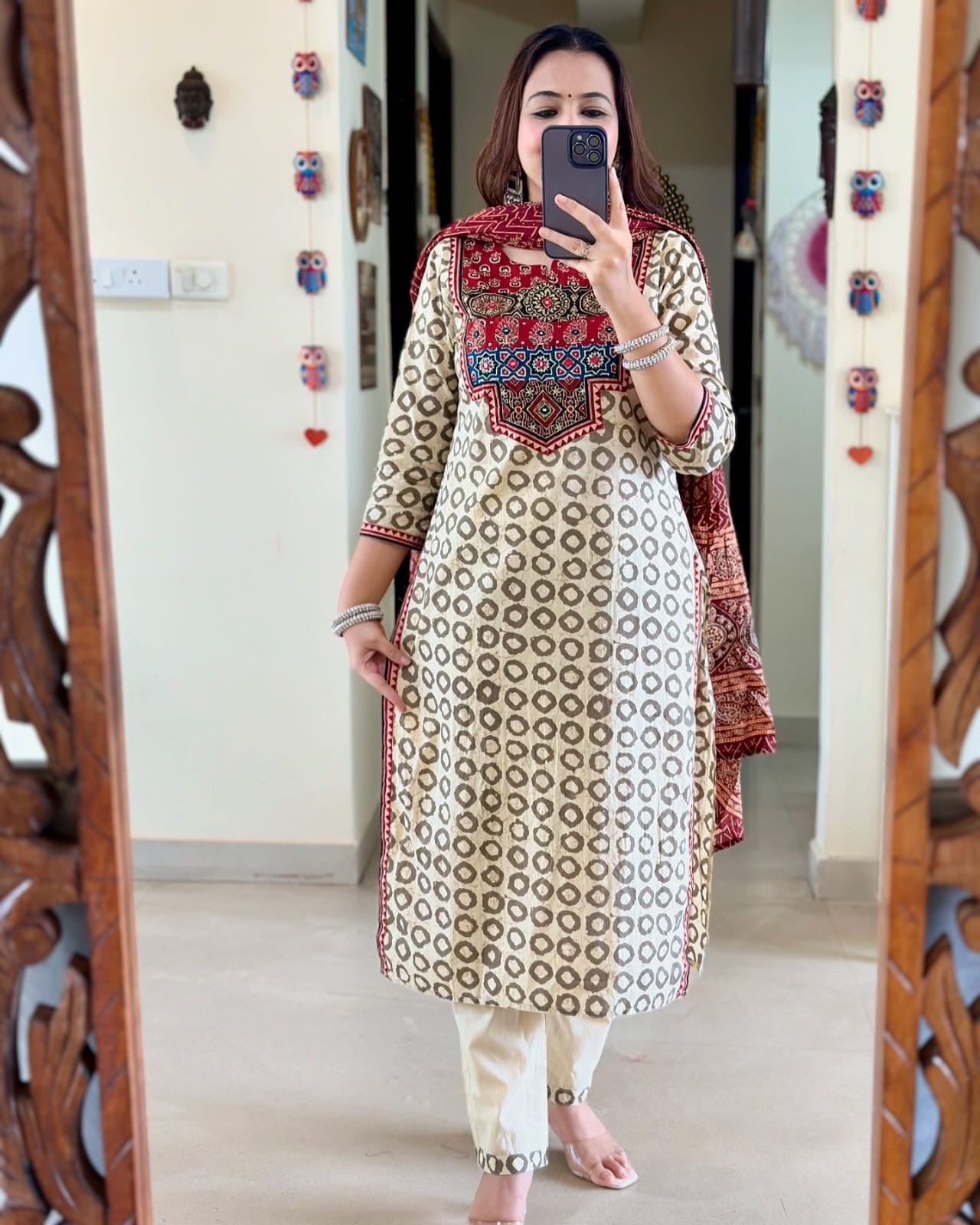 Ajrakh Muslin Suit Set