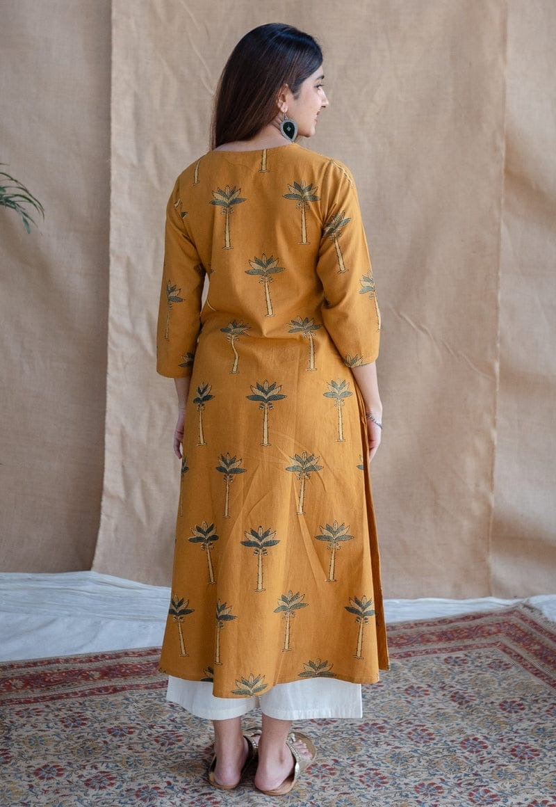 Beautiful Mustard Cotton Comfortable Kurta Plazzo Set
