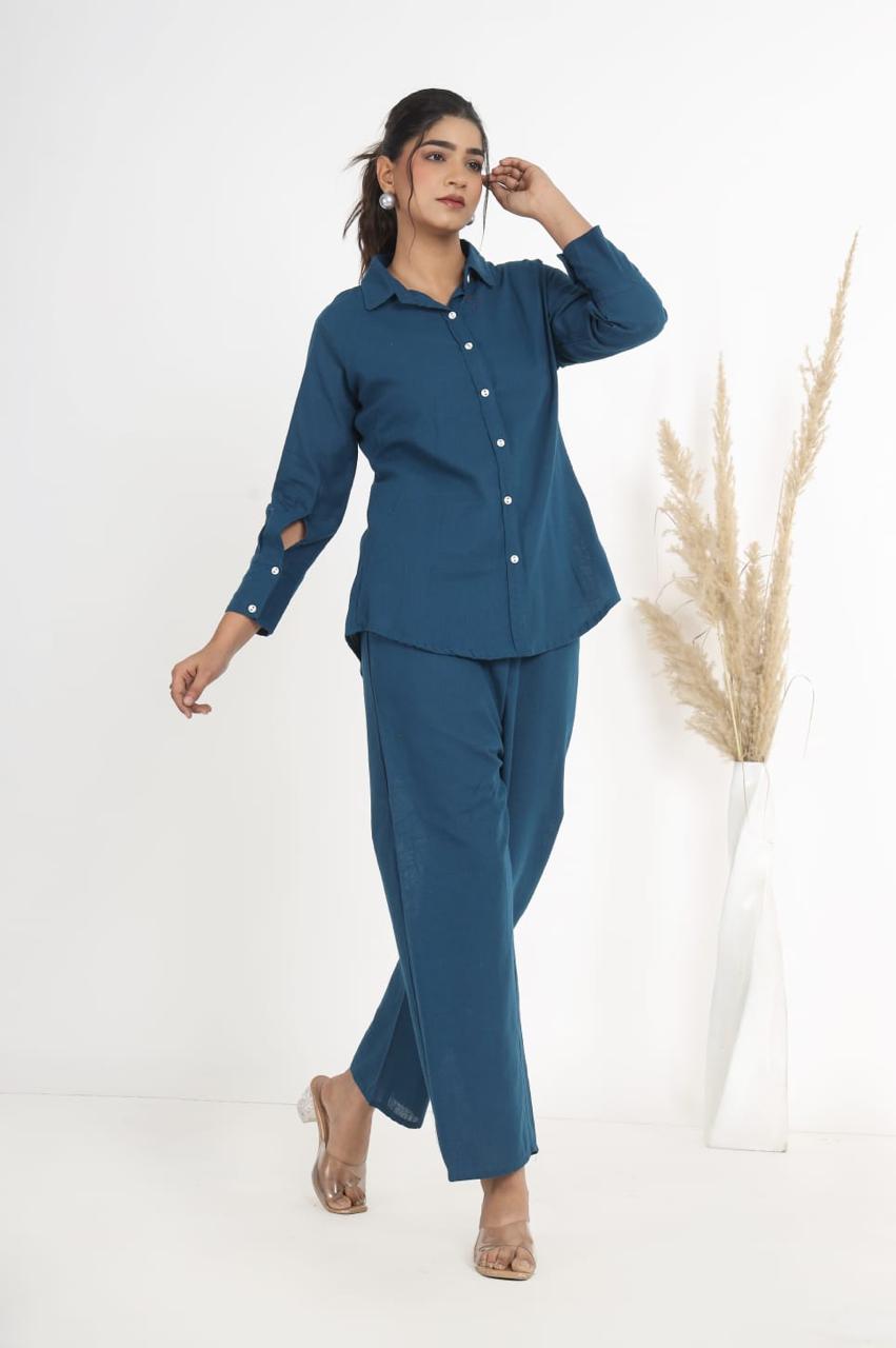 Cotton Slub Classy Three Piece Co-Ordset