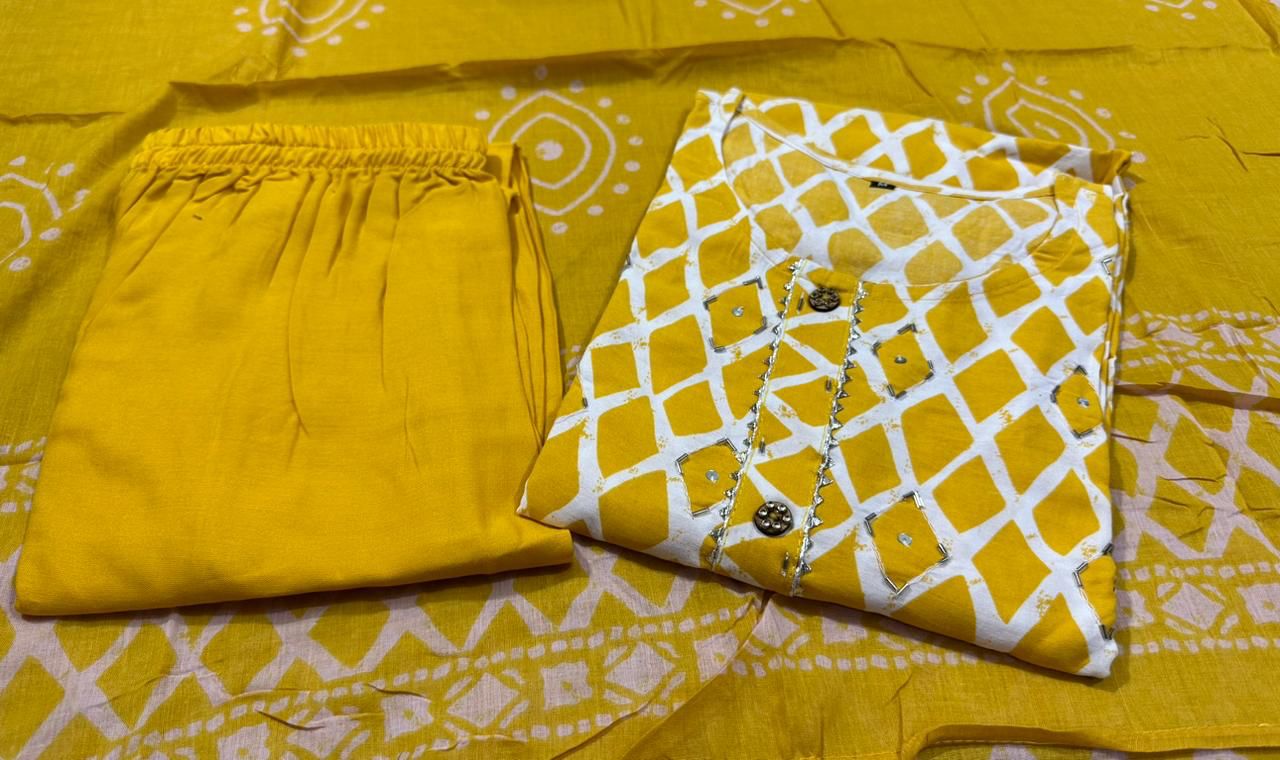 Ethnic Heavy Reyon Hand Wark Kurti With Pant