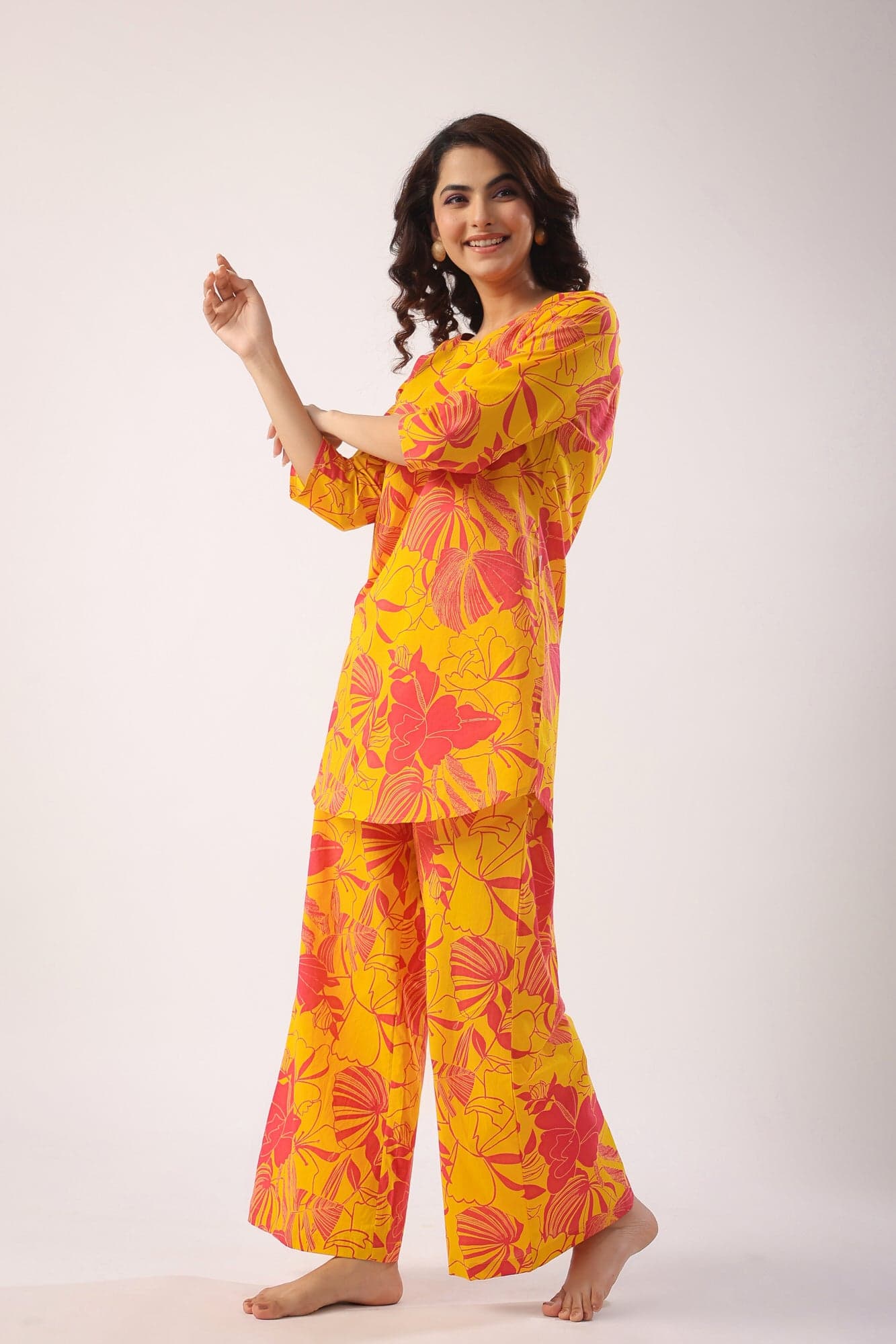 Floral Pure Cotton Cotton Co-Ord Set