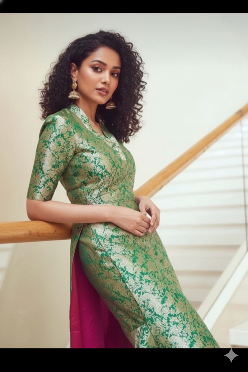 Handwoven Banarasi Brocade Kurta With Sharara An Gota Work Dupatta