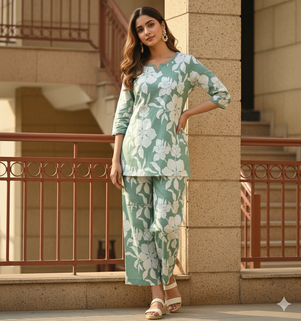 Pure Cotton And Simple Co-Ord Set