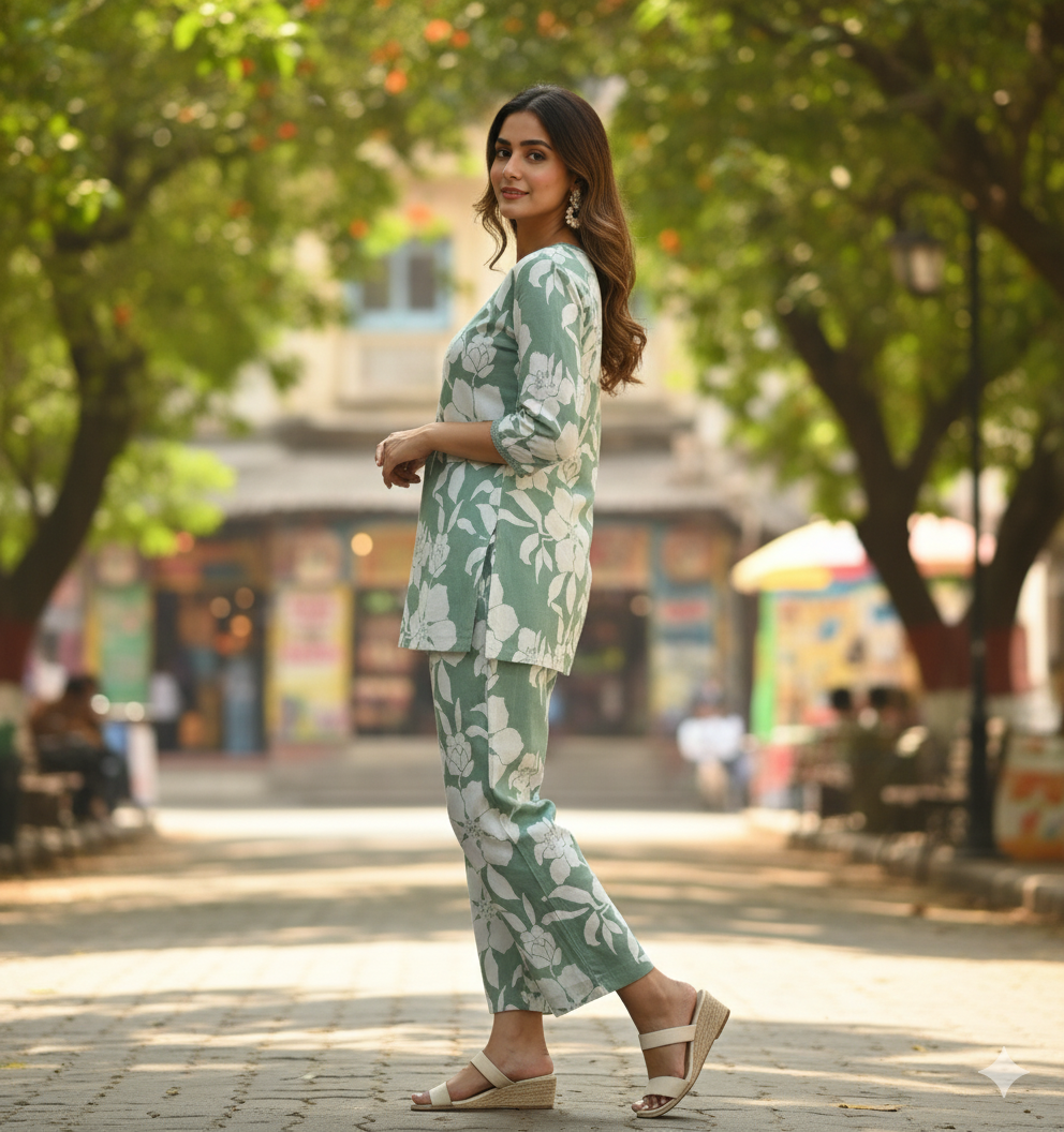 Pure Cotton And Simple Co-Ord Set