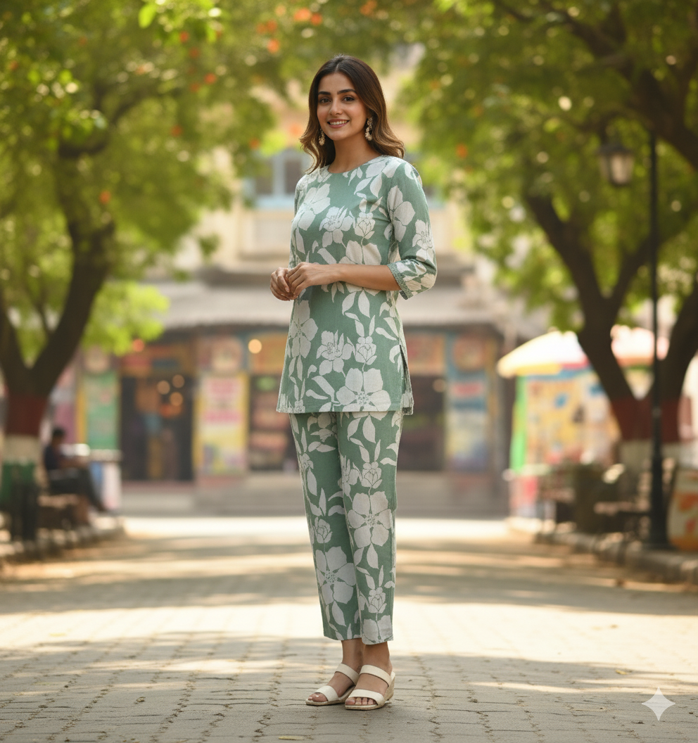 Pure Cotton And Simple Co-Ord Set