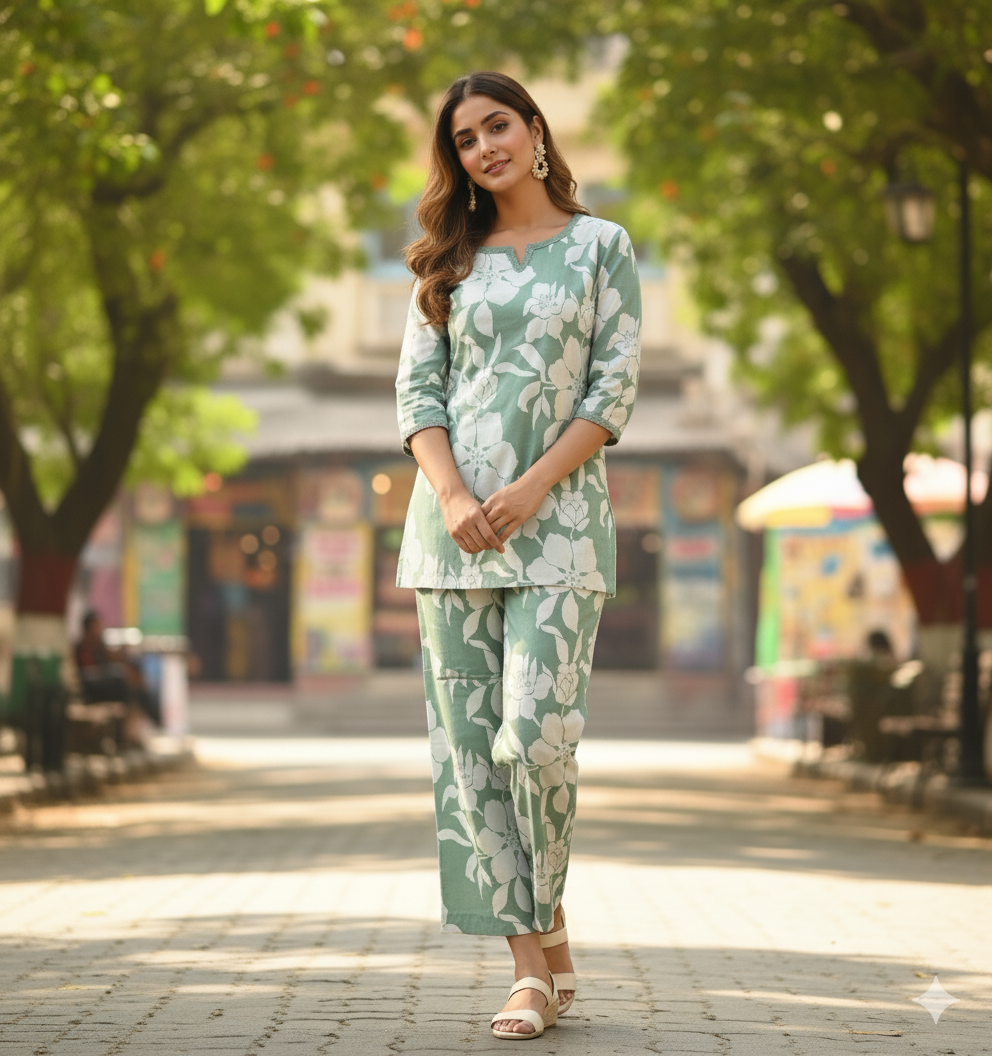 Pure Cotton And Simple Co-Ord Set