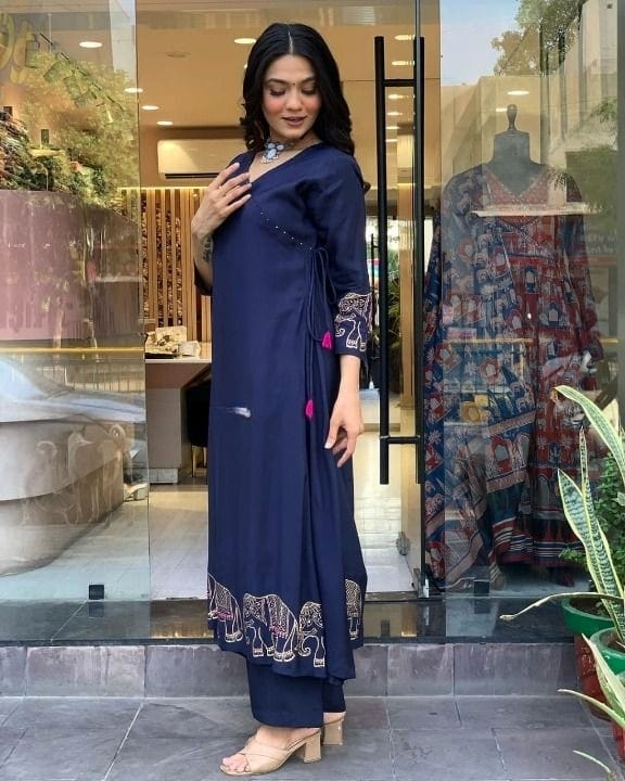 Heavy Cotton Party Wear 2 Piece Suit Set
