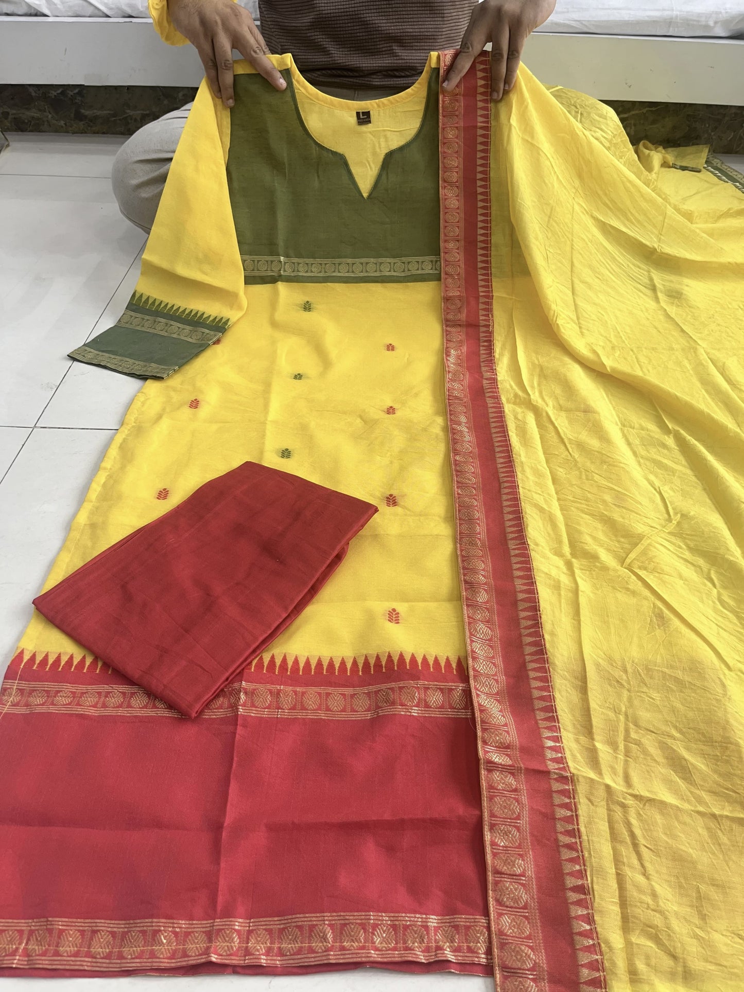 Heavy Kanchi Cotton 3 Piece Suit Set