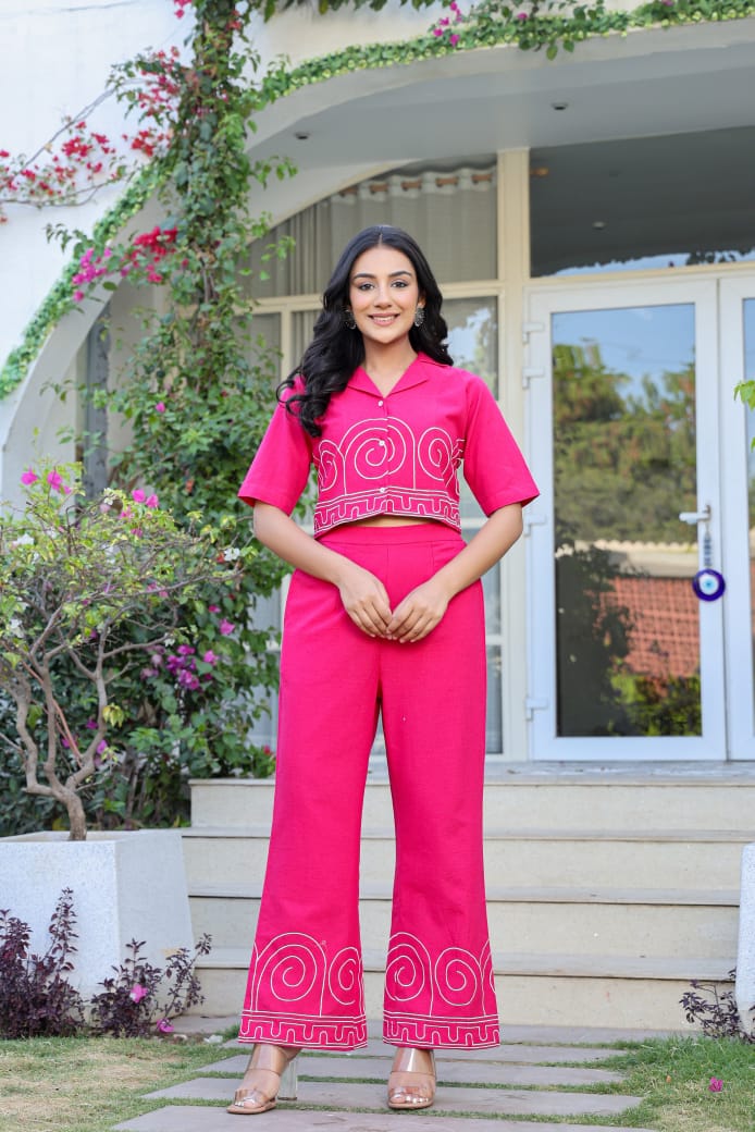 Voguish Cotton Embroidered Cord Sets