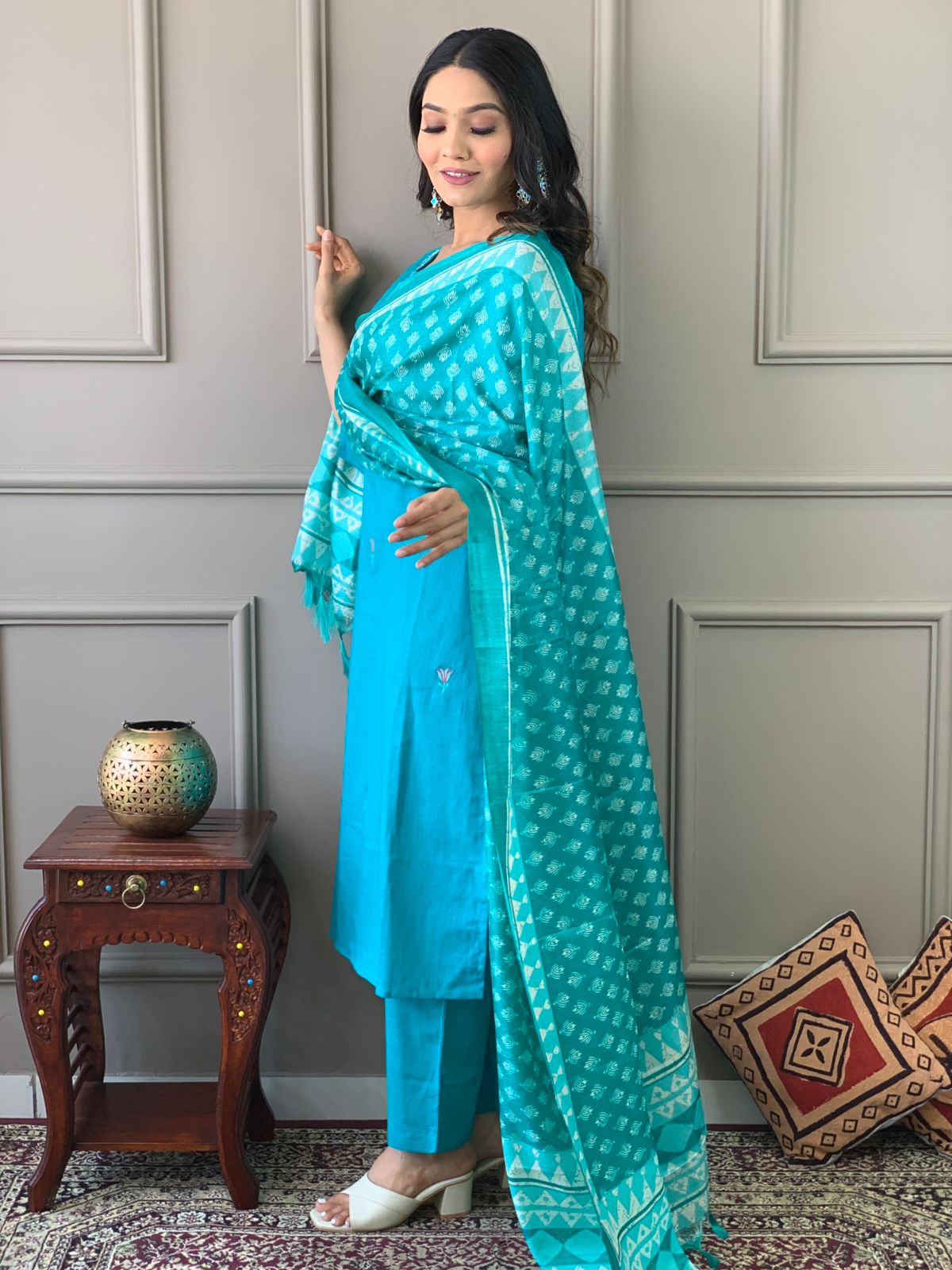Heavy Cotton Party Wear Suit Set