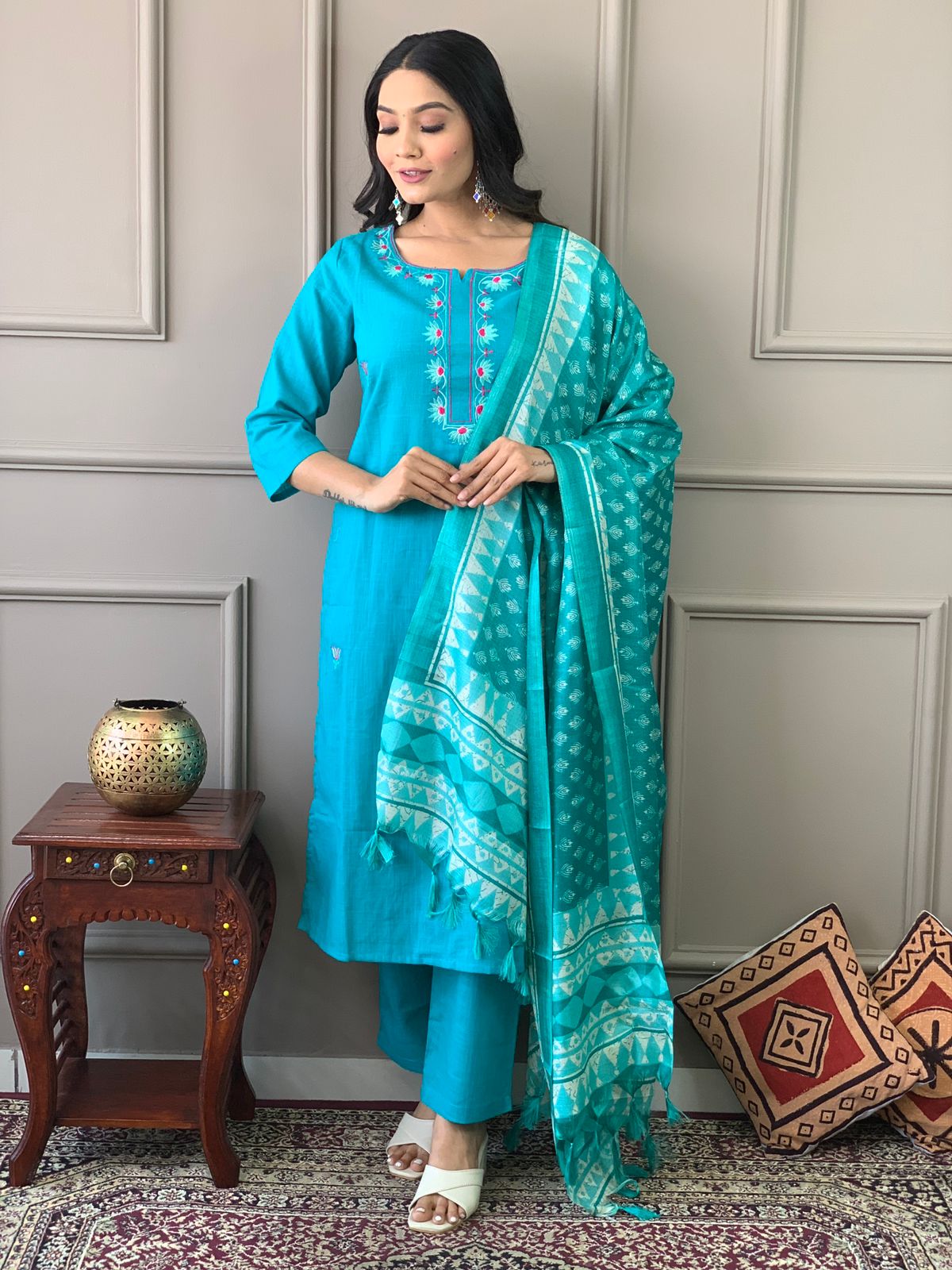Heavy Cotton Party Wear Suit Set