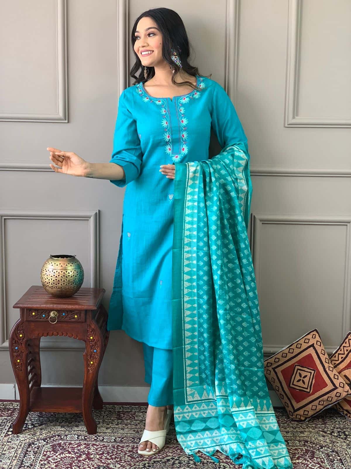 Heavy Cotton Party Wear Suit Set