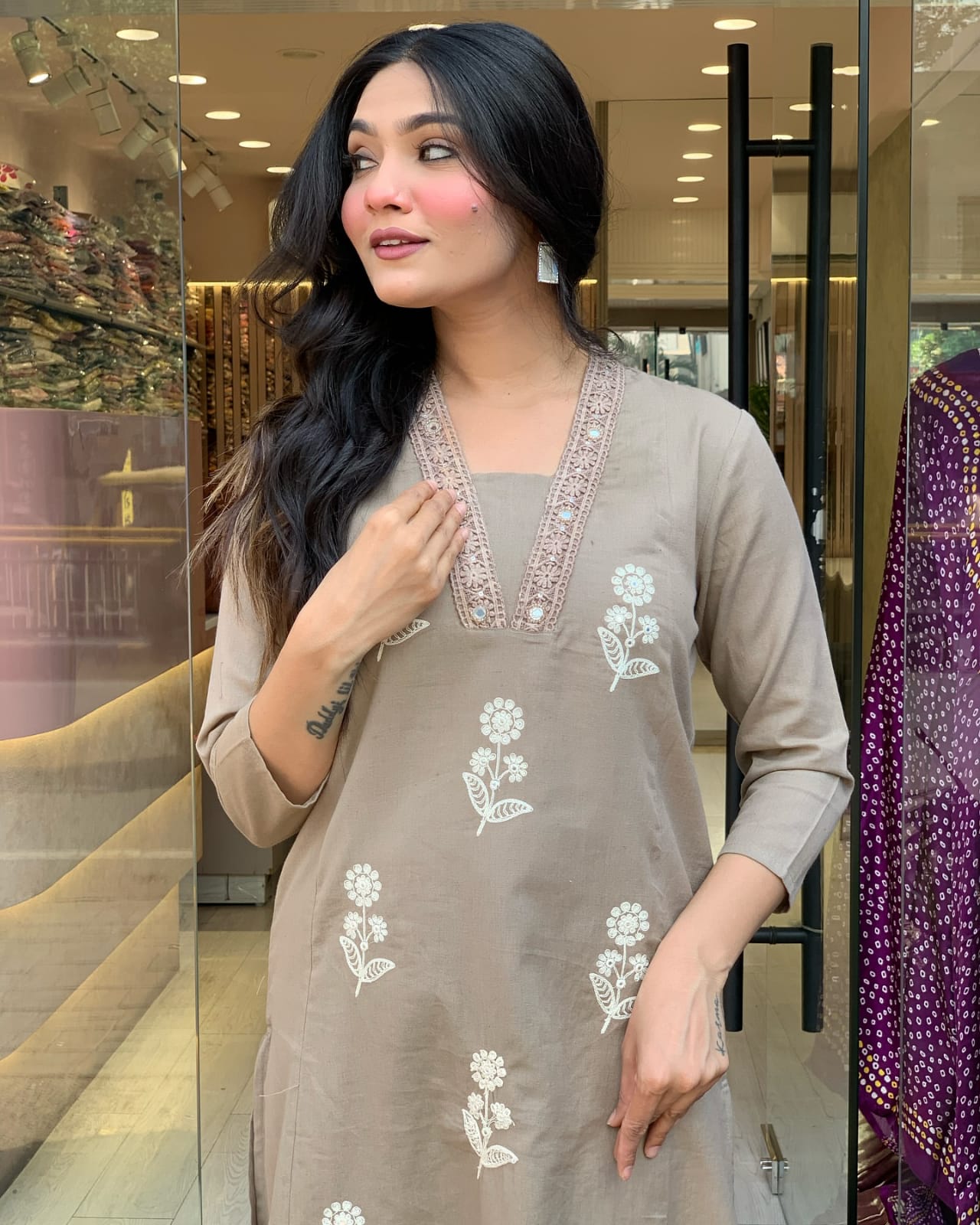 Pure Cotton Flex Flower Print 3 Piece Suit Set