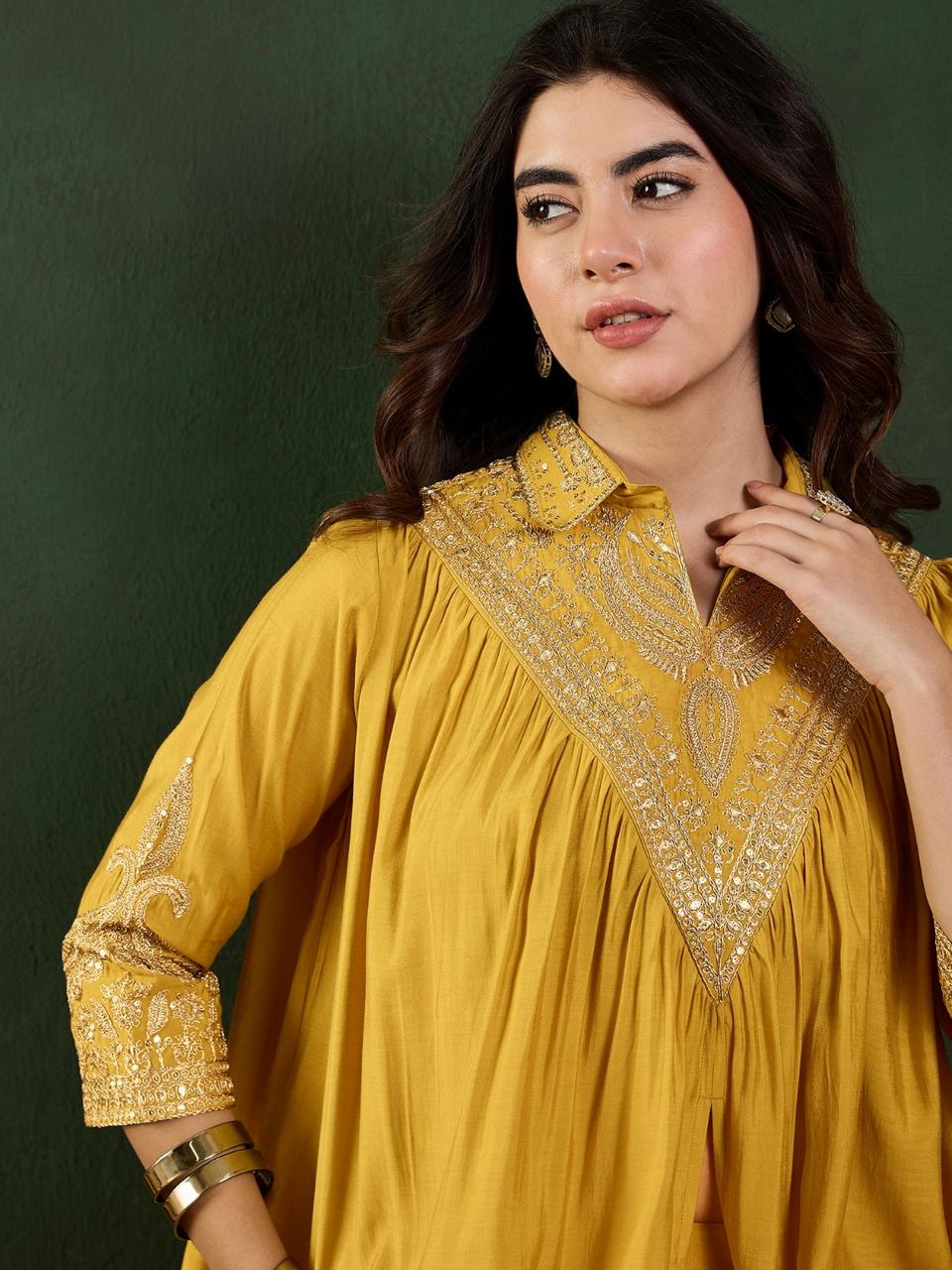 Amazing Crushed Crepe Silk Kaftan Set