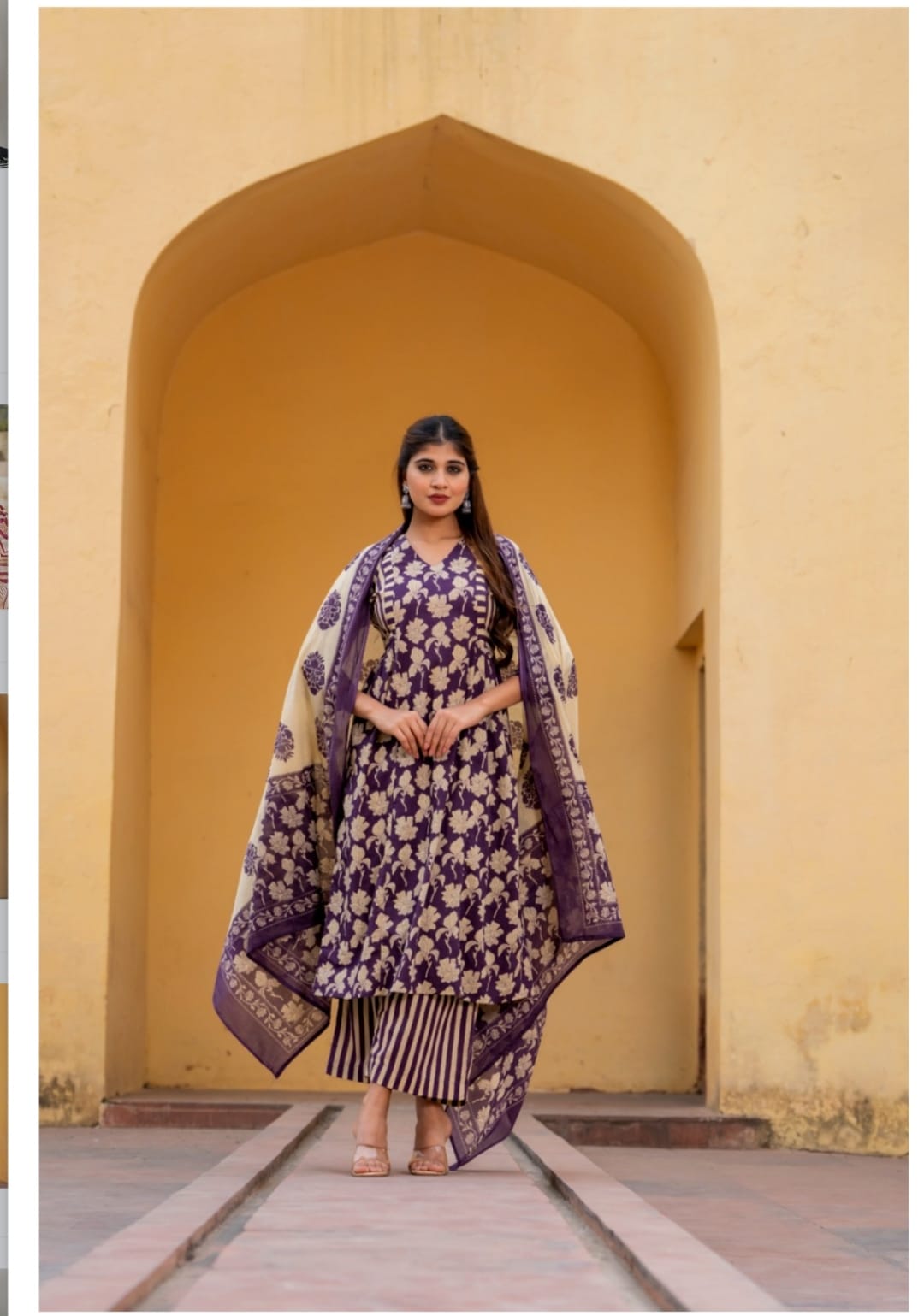Muslin 3-Piece Suit Set with Digital Detailing