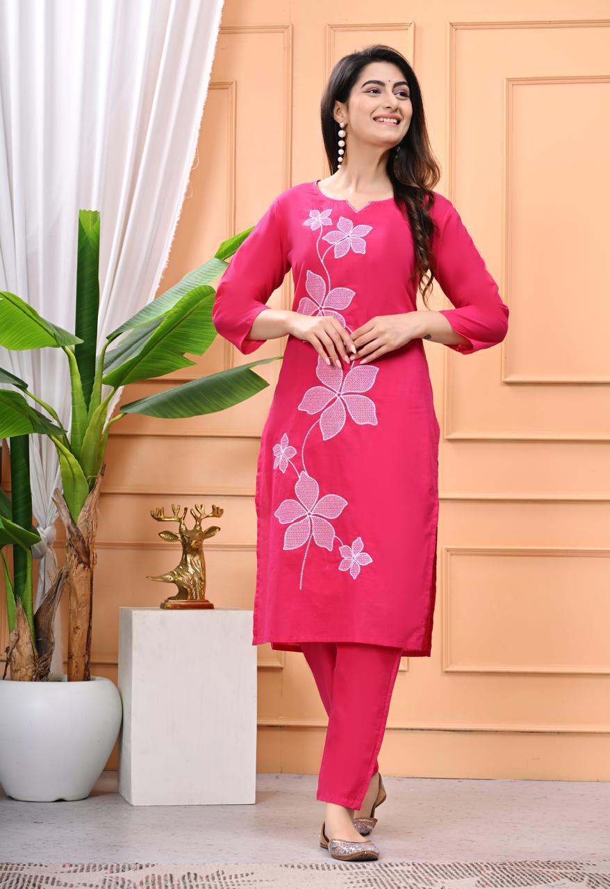 Pure Cotton Flower Print 2 Pcs Set