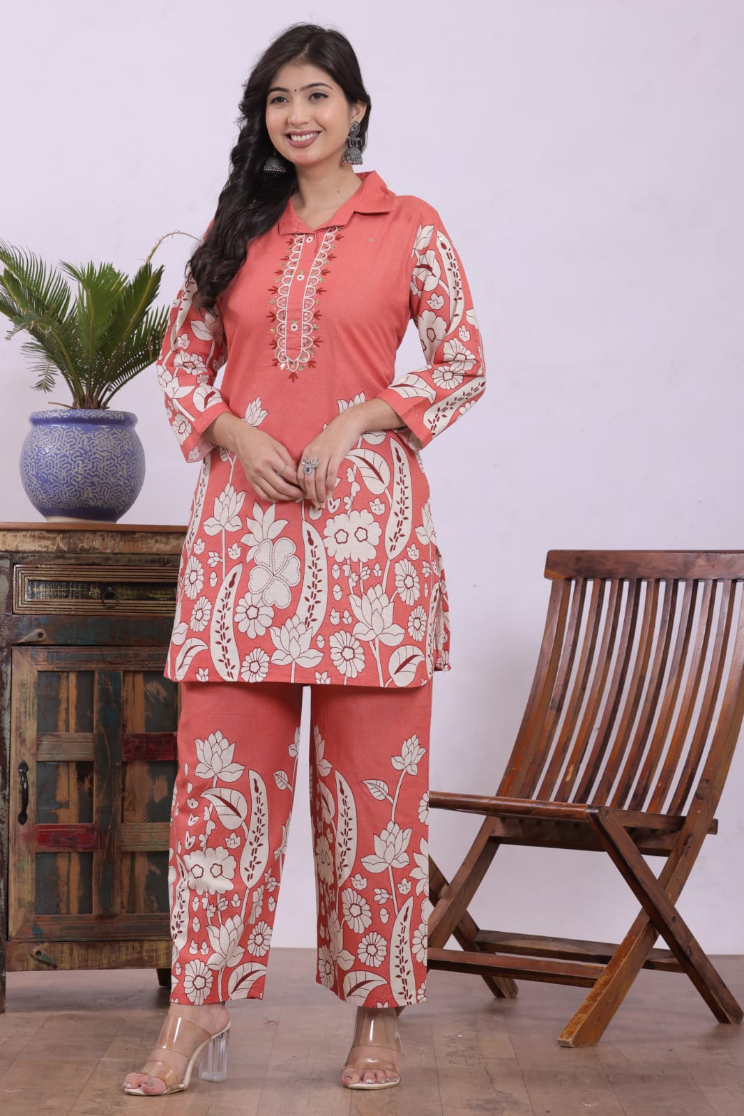 Heavy Muslin Full Embroidery Co-Ord Set