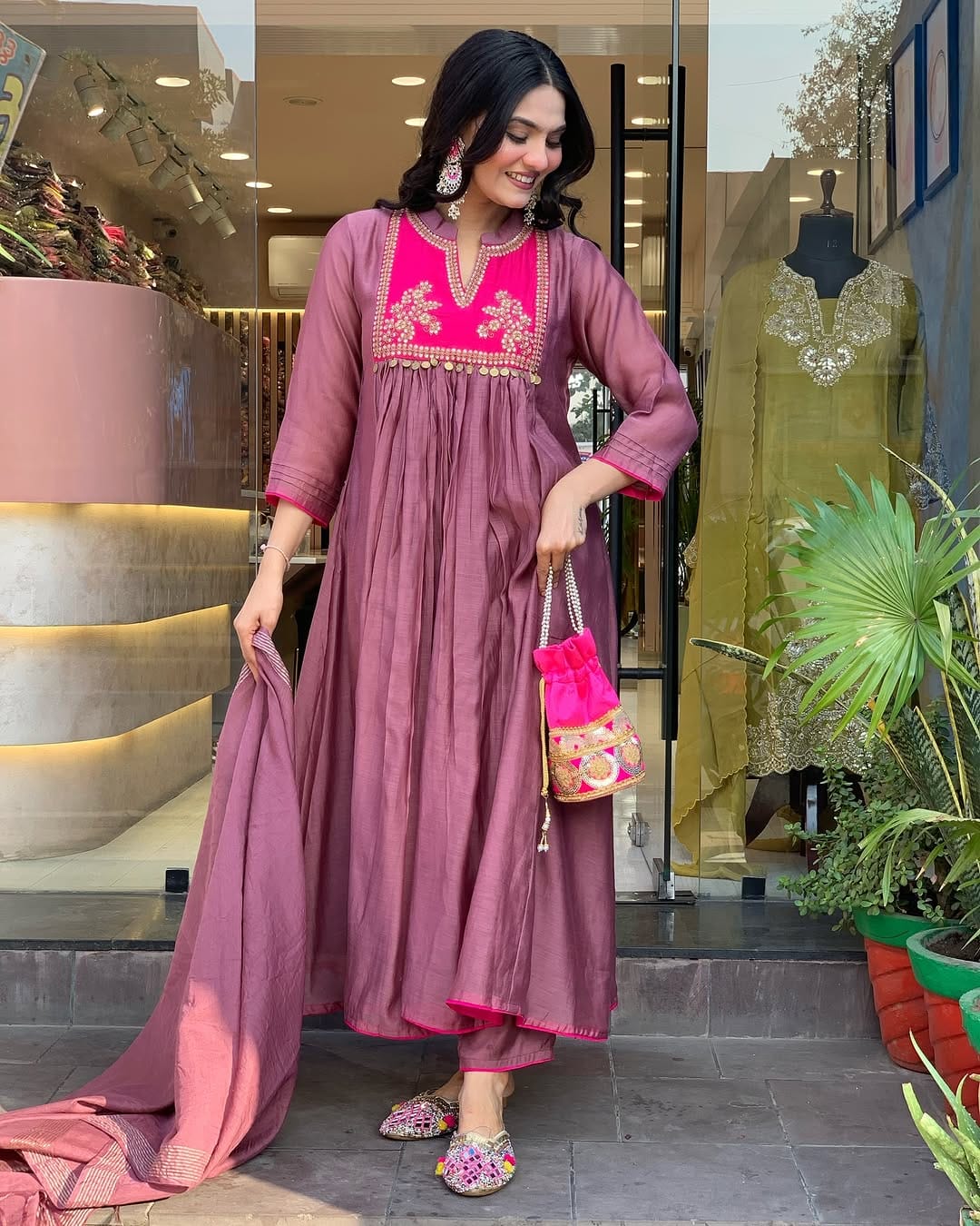 stunning cotton kurti anarkali 3-piece set