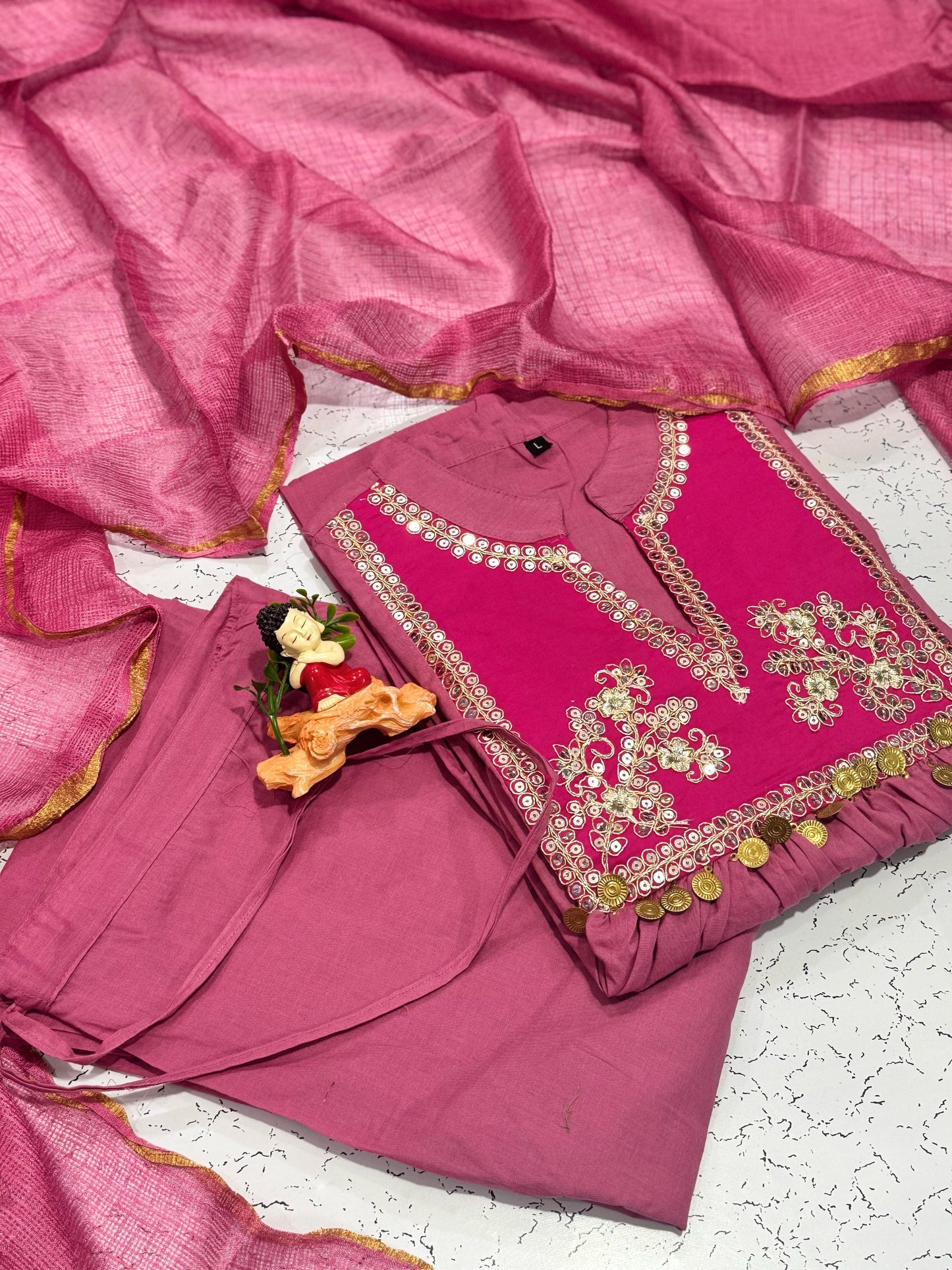 stunning cotton kurti anarkali 3-piece set