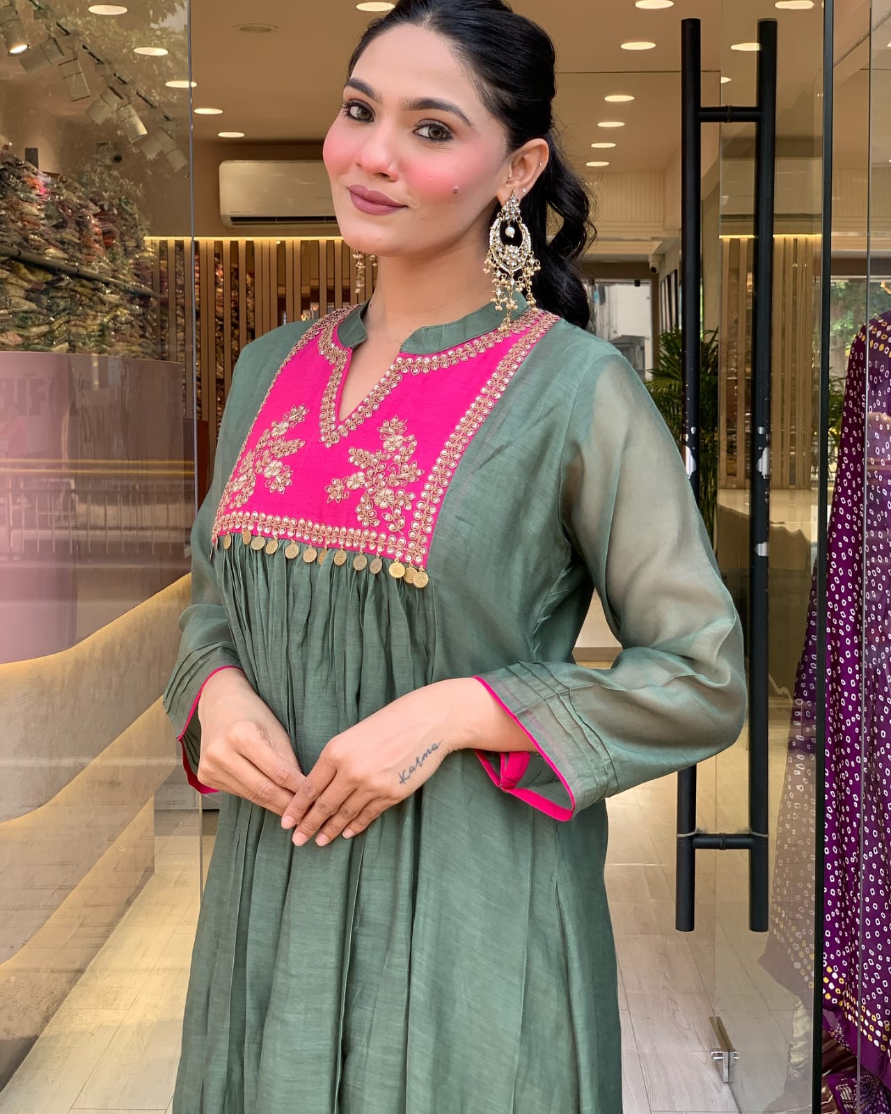 stunning cotton kurti anarkali 3-piece set