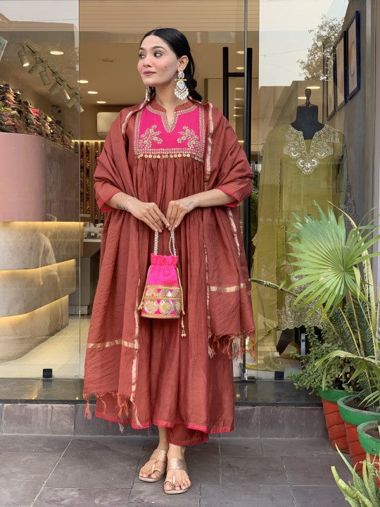 Stunning Cotton Kurti Anarkali 3-Piece Set