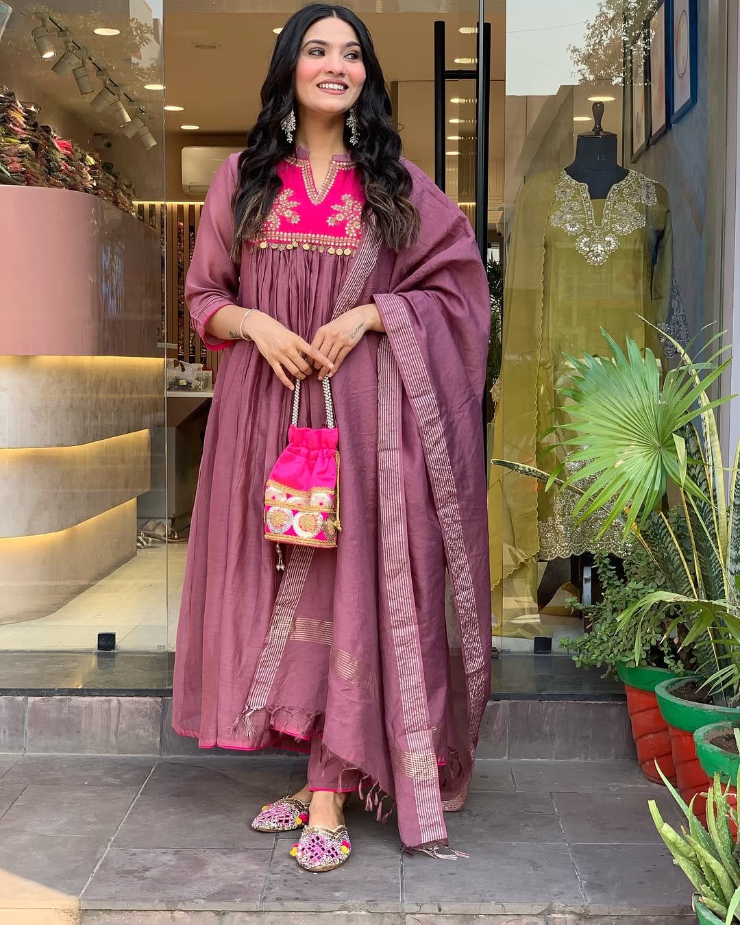 stunning cotton kurti anarkali 3-piece set