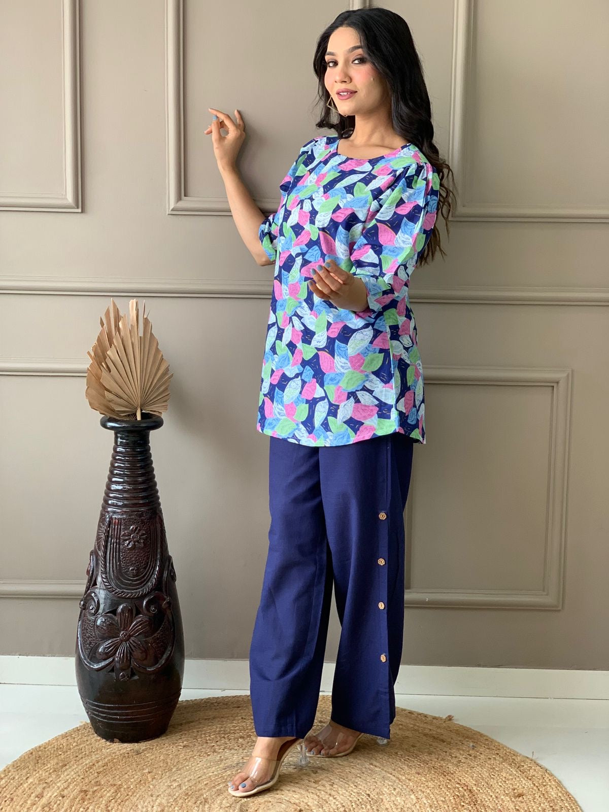 Pure cotton cord sets with puffed sleeves