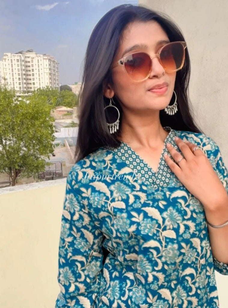 Taj Cotton Floral Foil Printed Summer Wear Coord Set