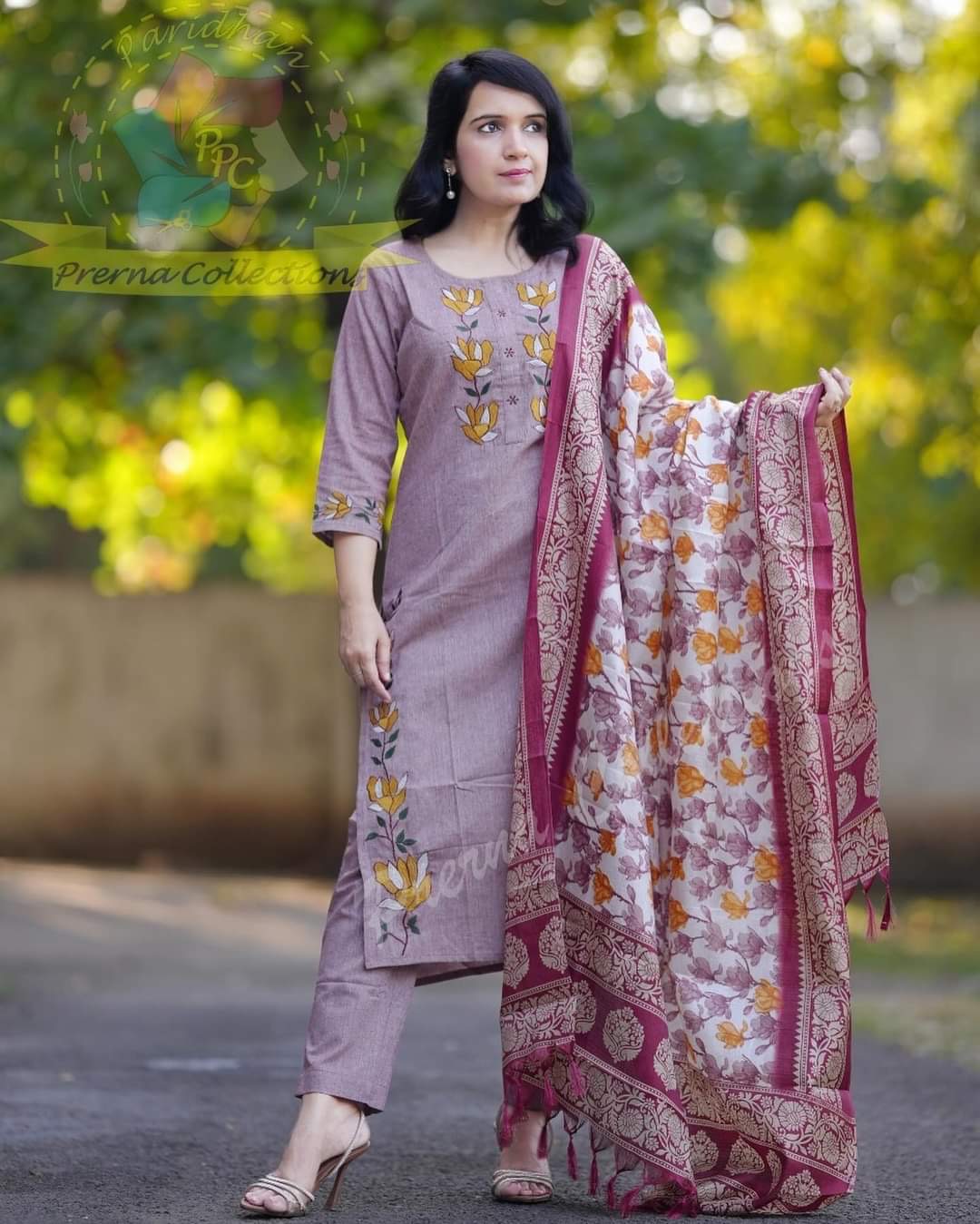 Elegant khaadi embroidered cotton kurta pant dupatta set
