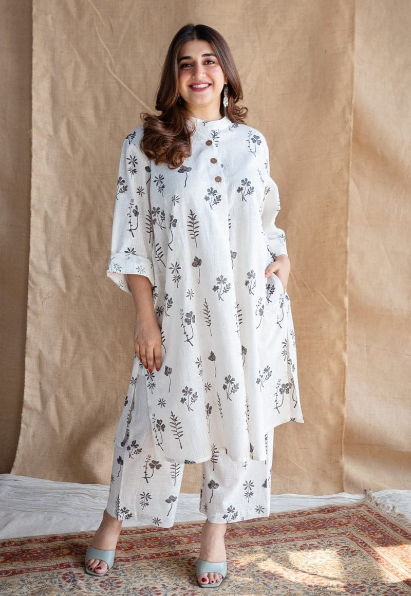 Cotton slub kurti palazzo set