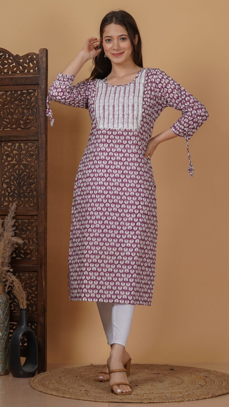 Elegant Straight-Cut Cotton Flex Kurti
