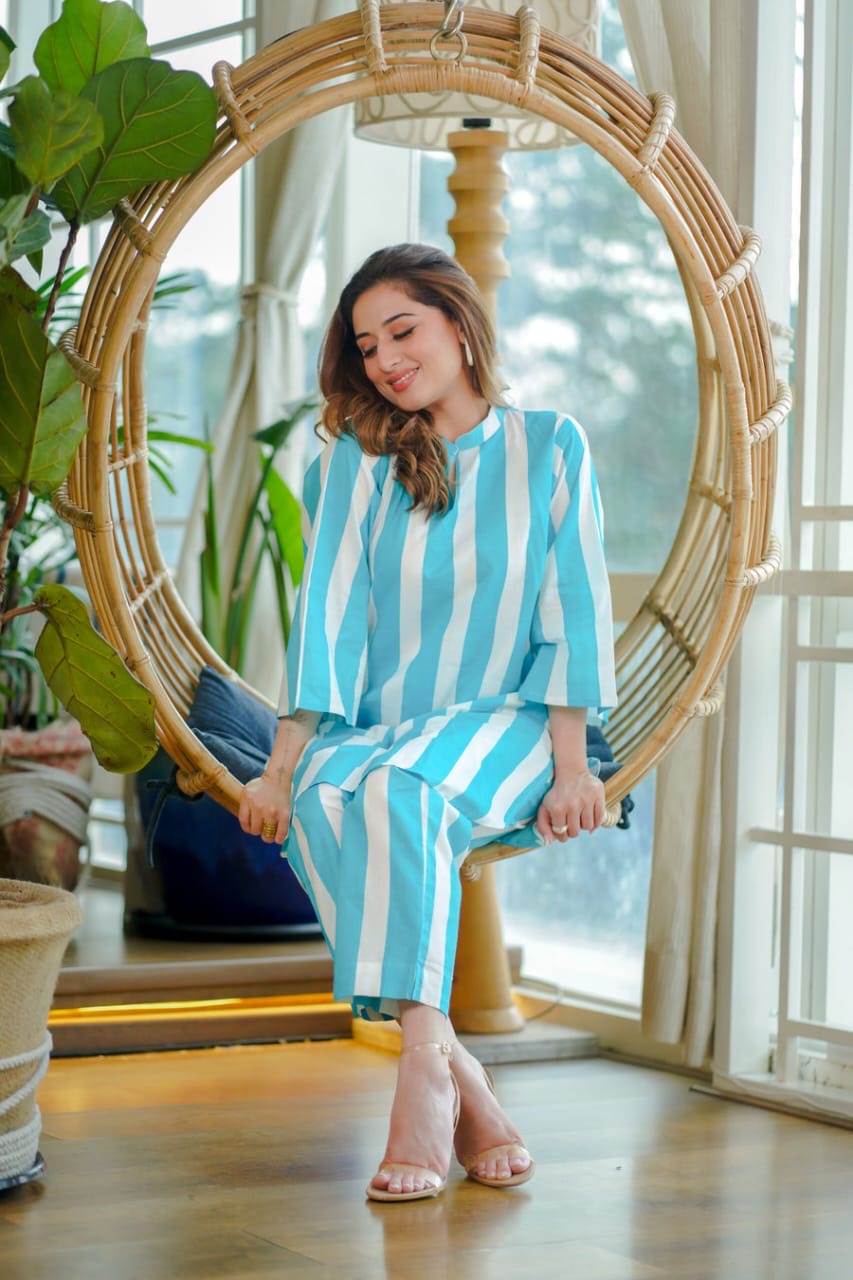 Stunning blue cotton cord set