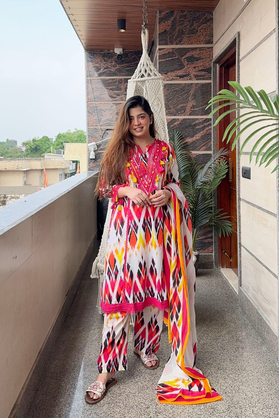 Beautiful Flower Style A-line kurta set