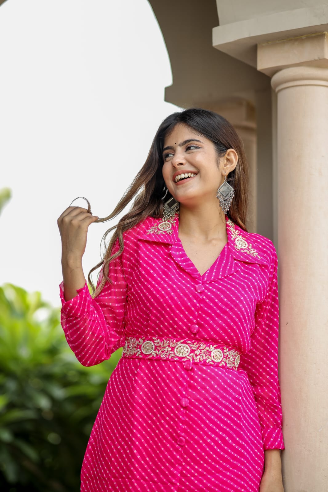 Pure Georgette C by C mothda kurti with handwork on colar