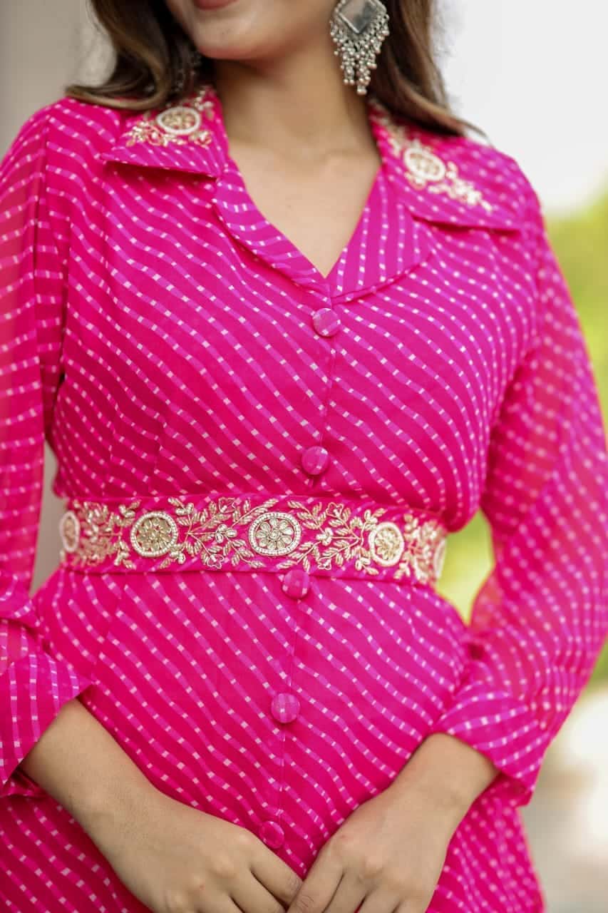 Pure Georgette C by C mothda kurti with handwork on colar