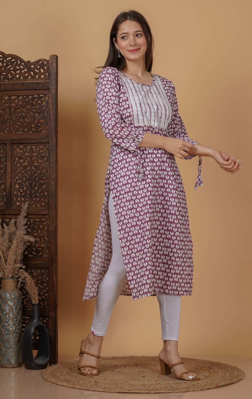 Elegant Straight-Cut Cotton Flex Kurti