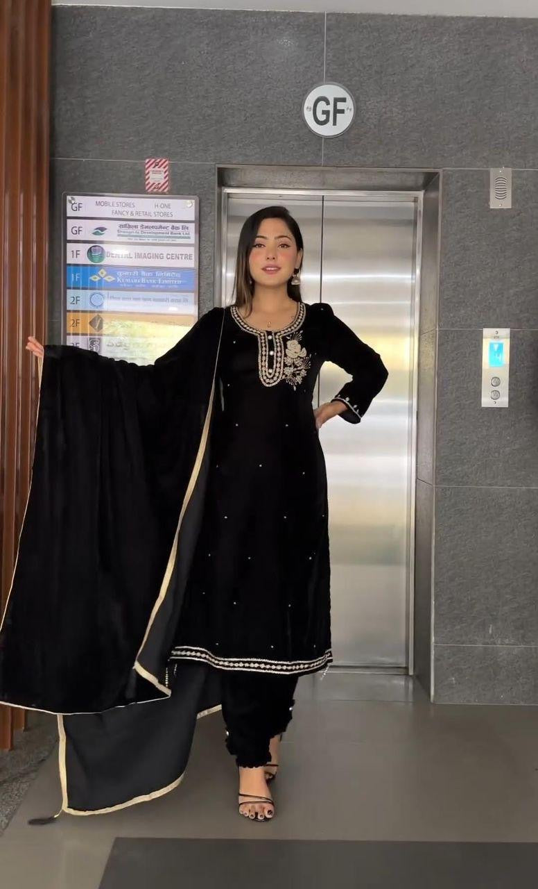 Heavy quality viscose velvet kurta set