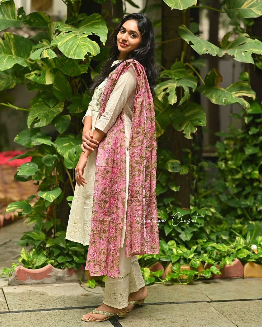 Stylish dobby cotton shifli work kurti pant dupatta set