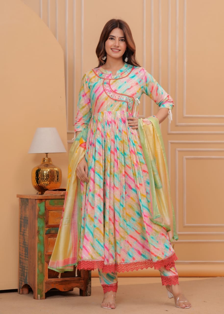 Heavy party wear sequence and mirror work kurta set
