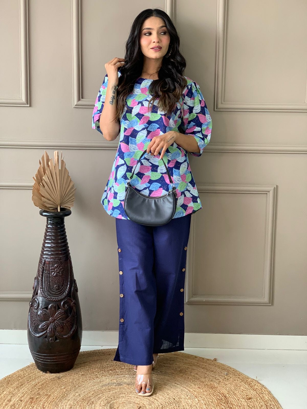 Pure cotton cord sets with puffed sleeves