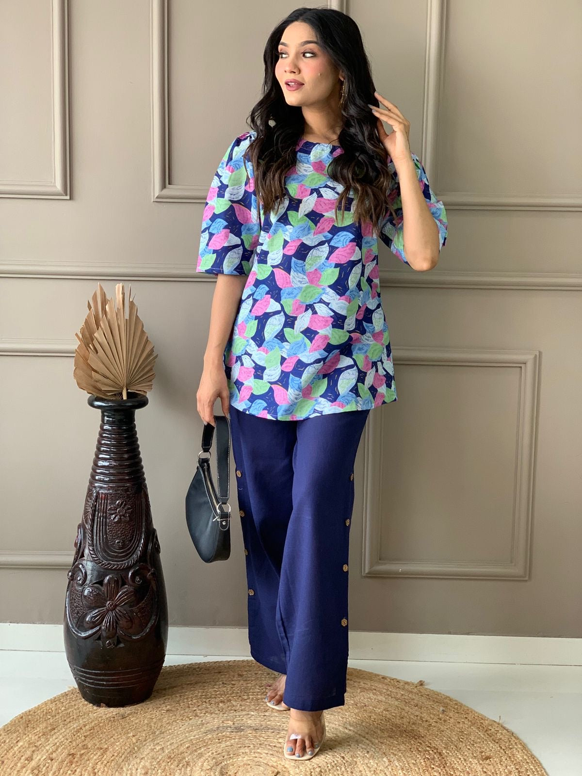 Pure cotton cord sets with puffed sleeves