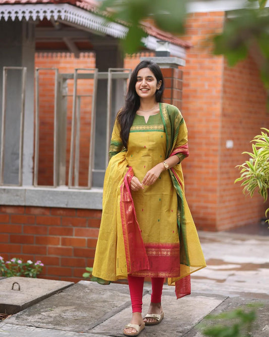 Heavy Kanchi Cotton 3 Piece Suit Set
